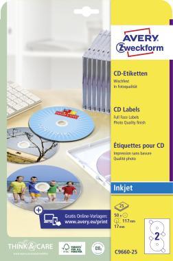 Avery fényes öntapadó CD címke 117 mm
