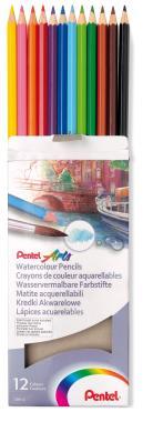 Pentel színes ceruza hatszögletű aquarell 12 szín