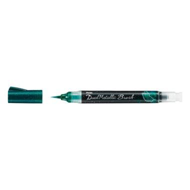Pentel ecsettoll Dual Metallic - zöld + metálkék