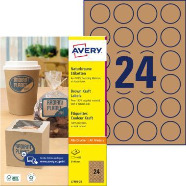 Avery barna Kraft címke Ø 40 mm - barna
