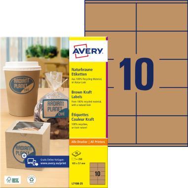 Avery barna Kraft papír címke 105 x 57 mm - barna