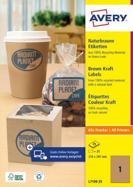 Avery barna Kraft papír címke 210 x 297 mm - barna