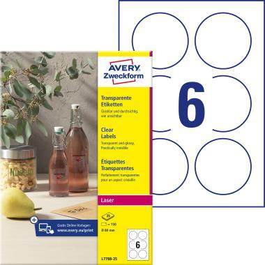 Avery víztiszta átlátszó címke ø 80 mm