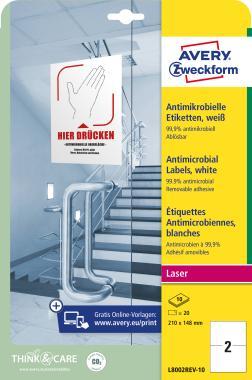 Antimikrobiális visszaszedhető fóliacímke 210x148mm fehér