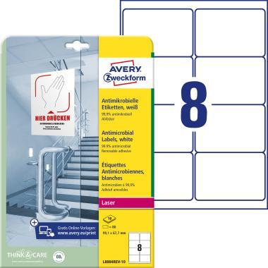 Antimikrobiális fóliacímke visszaszedhető 99,1 x 67,7 mm fehér