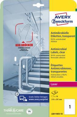 Antimikrobiális fóliacímke visszaszedhető 210x297mm átlátszó