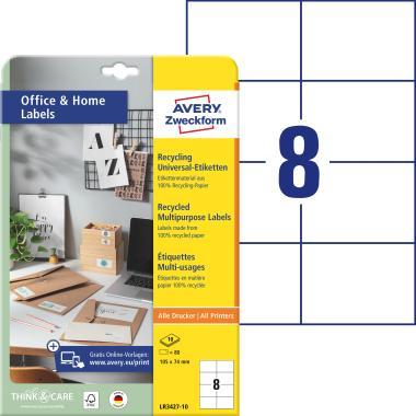 Avery univerzális újrahasznosított címkék 105x74 mm - fehér 10 ív