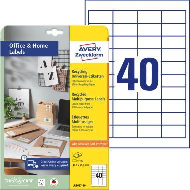 Avery univerzális újrahasznosított címkék 48,5x25,4 mm - fehér 10 ív
