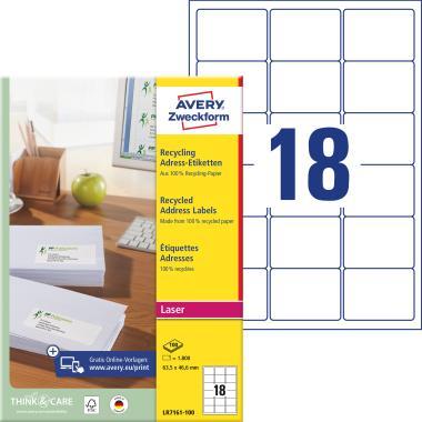 Avery újrahasznosított öntapadó címzés címke 63,5 x 46,6 mm - fehér