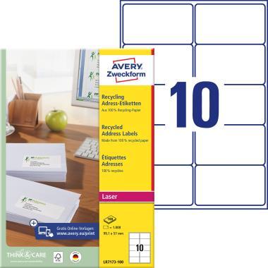 Avery újrahasznosított címzés címke 99,1 x 57 mm - fehér 100 ív