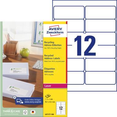 Avery újrahasznosított címzés címke 99,1 x 42,3 mm - fehér 100 ív