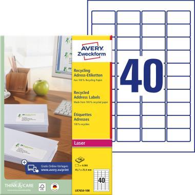 Avery újrahasznosított címzés címke 45,7 x 25,4 mm - fehér 100 ív
