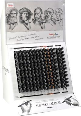 Pentel tűfilc Pointliner 168 db-os töltött display, vegyes