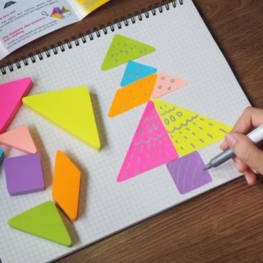Stick\'n öntapadó jegyzettömb tangram 7x150 lap - neon színek