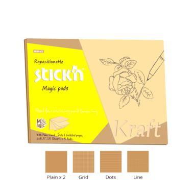 Stick'n öntapadó jegyzettömb Kraft Notes Magic 150x215 mm, 4x75 lap - natúr barna