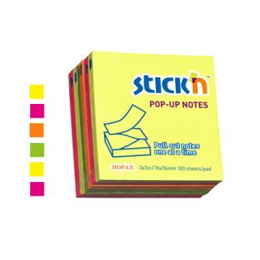 Stick'n öntapadó jegyzettömb 76x76 mm, 6x100 lap - neon színek
