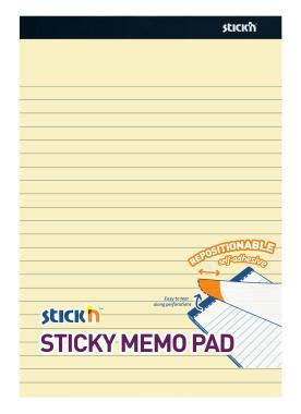 Stick'n öntapadó jegyzetfüzet vonalazott 254x178 mm, 50 lap - pasztell sárga