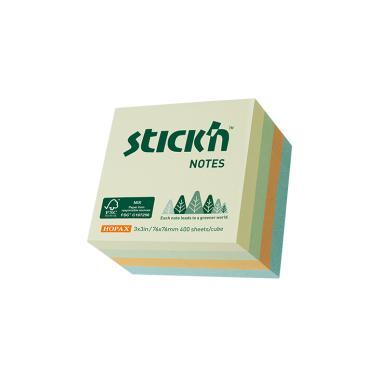 Stick'n öntapadó jegyzettömb a rét színei 76x76 mm, 4x100  lap - pasztell színek