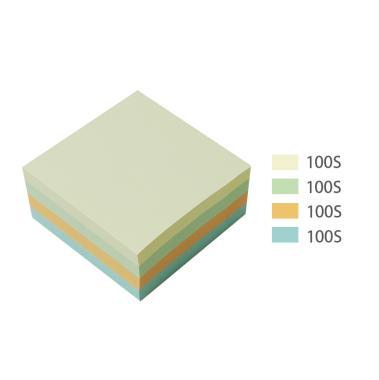 Stick\'n öntapadó jegyzettömb a rét színei 76x76 mm, 4x100  lap - pasztell színek