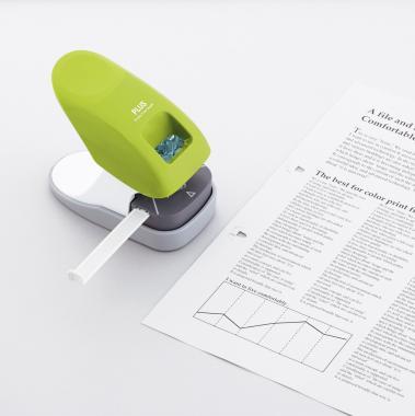 PLUS kapocsmentes tűző- és lyukasztógép - ASZTALI - zöld