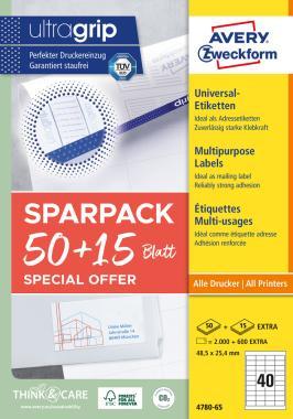 Avery univerzális címke - fehér 48,5 x 25,4 mm 50+15 lap promo