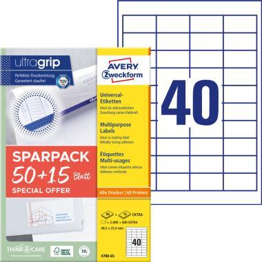 Avery univerzális címke - fehér 48,5 x 25,4 mm 50+15 lap promo