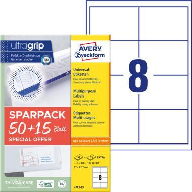 Avery univerzális címke - fehér 97 x 67,7 mm 50+15 lap promo
