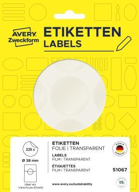 Avery átlátszó fólia zárócímkék, ⌀ 38 mm