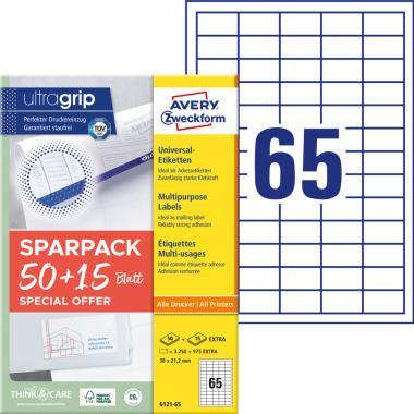 Avery univerzális címke - fehér 38 x 21,2 mm 50+15 lap promo