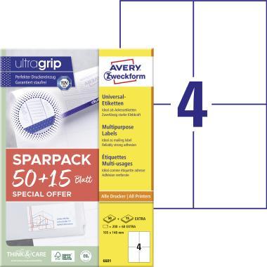 Avery univerzális etikett címke 105x148 mm 50+15 lap promo