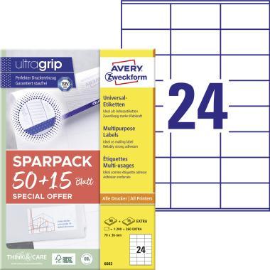 Avery univerzális etikett címke 70x36 mm 50+15 lap promo