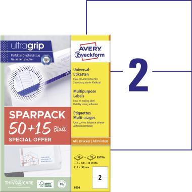 Avery univerzális etikett címke 210x148 mm 50+15 lap promo