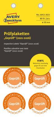 Avery ellenőrző címkék 2021-2026 Vinyl Ø 30 mm - narancssárga