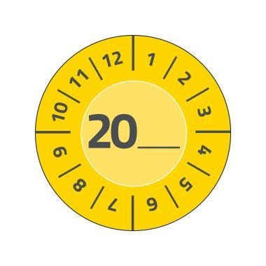 Avery időjárásálló öntapadó plakett 20XX  Ø 30 mm - sárga