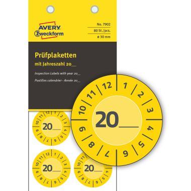 Avery időjárásálló öntapadó plakett 20XX  Ø 30 mm - sárga