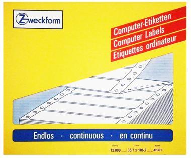 Avery 3 pályás leporellós címke fehér 107 x 36 mm