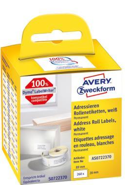 Avery tekercses öntapadó címke, termo nyomtatóhoz 89 x 28mm, 2x130 címke