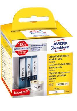 Avery tekercses öntapadó címke, termo nyomtatóhoz 190 x 38 mm, 110 címke