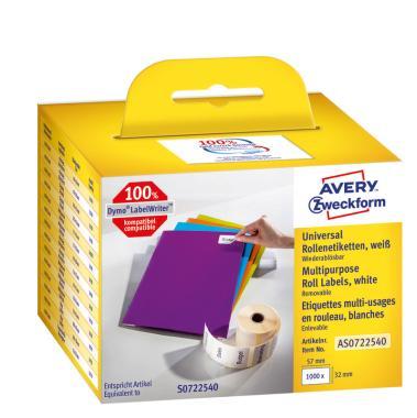 Avery tekercses öntapadó címke, termo nyomtatóhoz  57 x 32 mm, 1000 címke