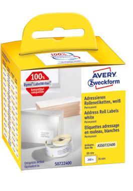 Avery tekercses öntapadó címke, thermo nyomtatóhoz 36 x 89 mm 260 címke