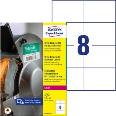 Avery ultra ellenálló címke 105x74 mm - fehér 50 ív