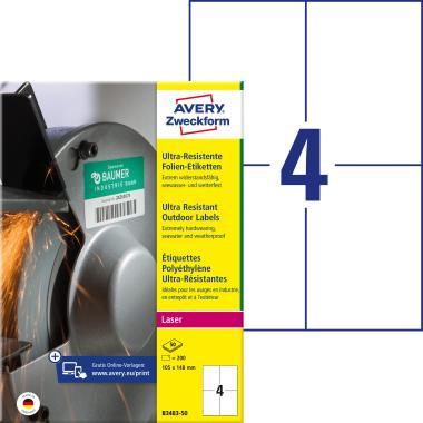 Avery ultra ellenálló címke 105x148mm - fehér 50 ív