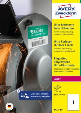 Avery ultra ellenálló címke 210x297mm - fehér 50 ív