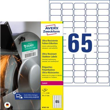 Avery ultra ellenálló címke 38x21mm - fehér 50 ív