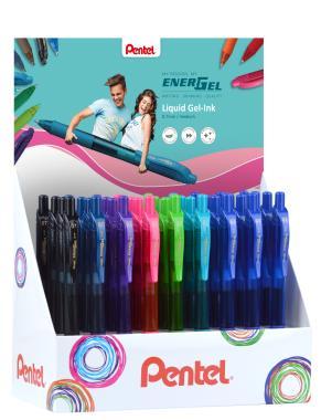 Pentel zselés rollertoll nyomógombos EnerGelX 0,7 mm 36 db-os töltött display