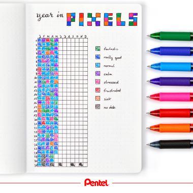 Pentel zselés rollertoll nyomógombos EnerGelX 0,7 mm 36 db-os töltött display
