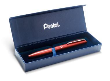 Pentel zselés rollertoll prémium fém EnerGel gránátvörös 0,7 mm - fekete tintával + ajándék kék tollbetéttel