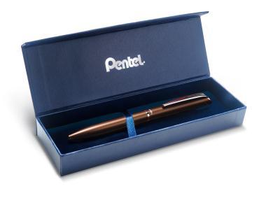 Pentel zselés rollertoll prémium fém EnerGel mokkabarna 0,7 mm - fekete tintával + ajándék kék tollbetéttel