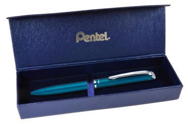Pentel zselés rollertoll prémium fém EnerGel türkizkék 0,7 mm - fekete tintával + ajándék kék tollbetéttel
