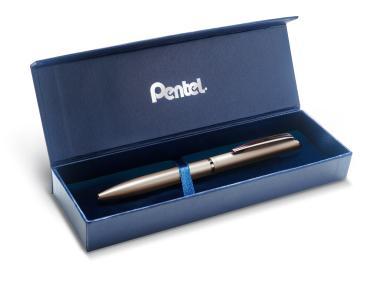 Pentel zselés rollertoll prémium fém EnerGel pezsgő 0,7 mm - fekete tintával + ajándék kék tollbetéttel
